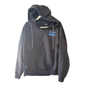 Janji Runaround Half-Zip Hoodie Mens M Black Organic Cotton Running Pullover